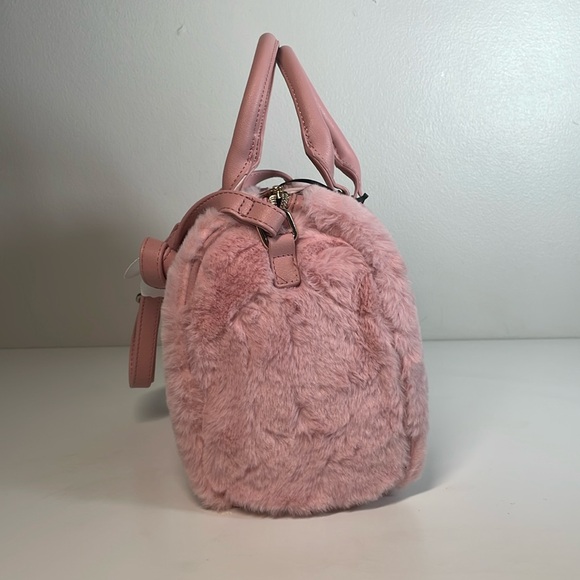 Juicy Couture Pink Faux Fur Taff Satchel Crossbody Bowling Bag - Picture 3 of 7